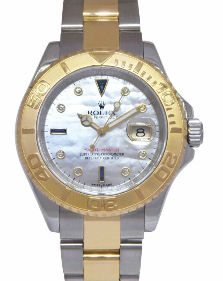 Rolex Yacht-Master 18k Yellow Gold/Steel MOP Serti Diamond 40mm Watch D 16623