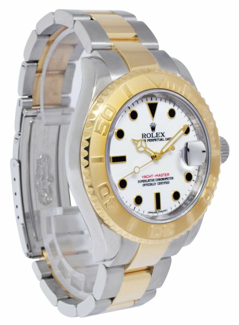 Rolex Yacht-Master 18k Yellow Gold/Steel White Dial 40mm Watch +Papers M 16623