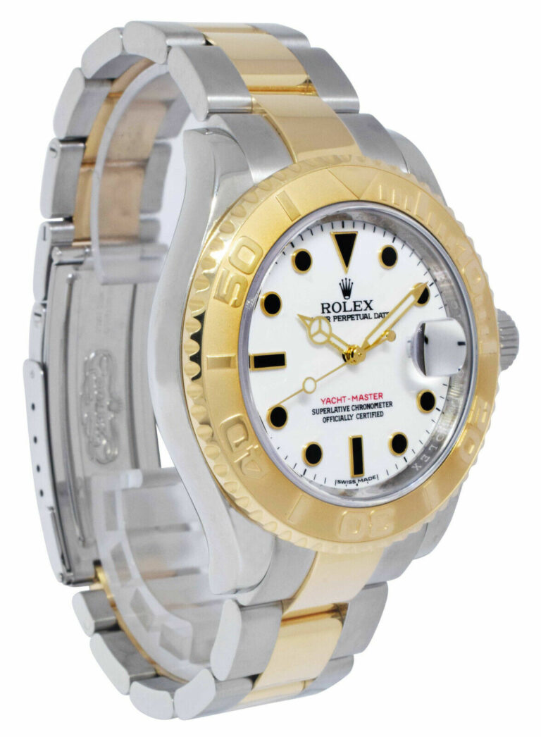 Rolex Yacht-Master 18k Yellow Gold/Steel White Dial Mens 40mm Watch '12+ 16623