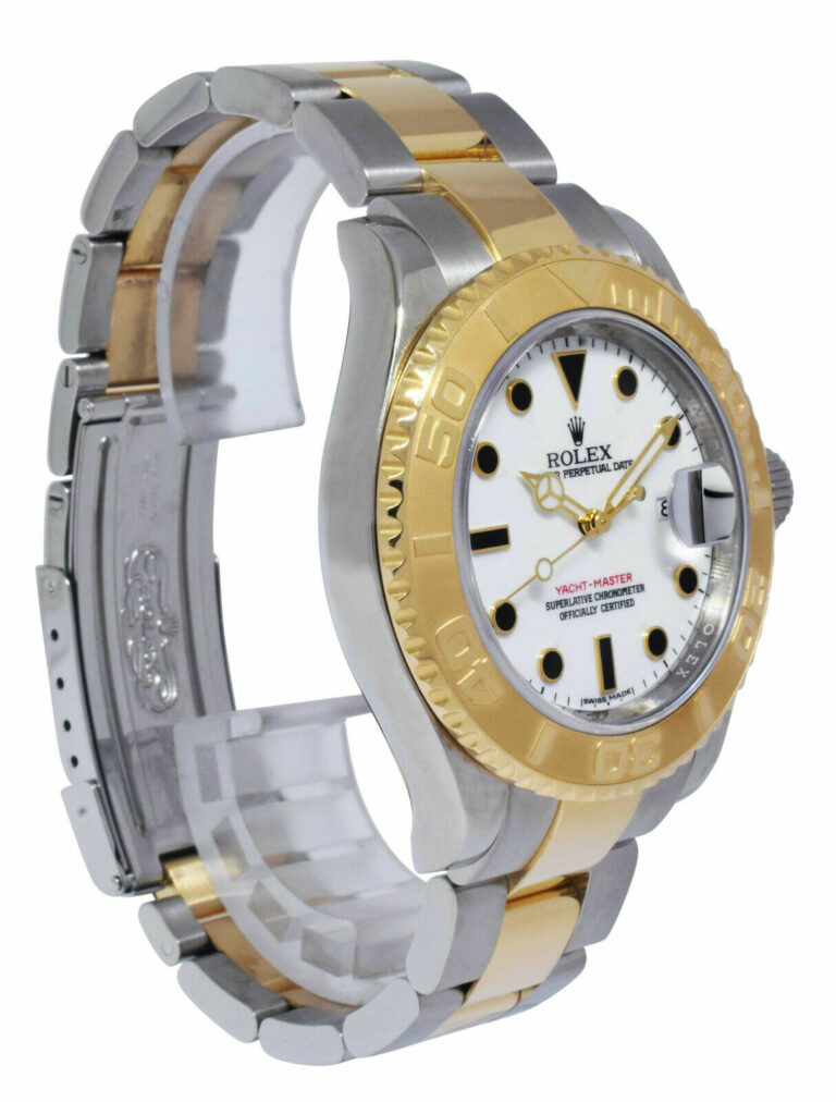 Rolex Yacht-Master 18k Yellow Gold/Steel White Dial Mens 40mm Watch '12+ 16623