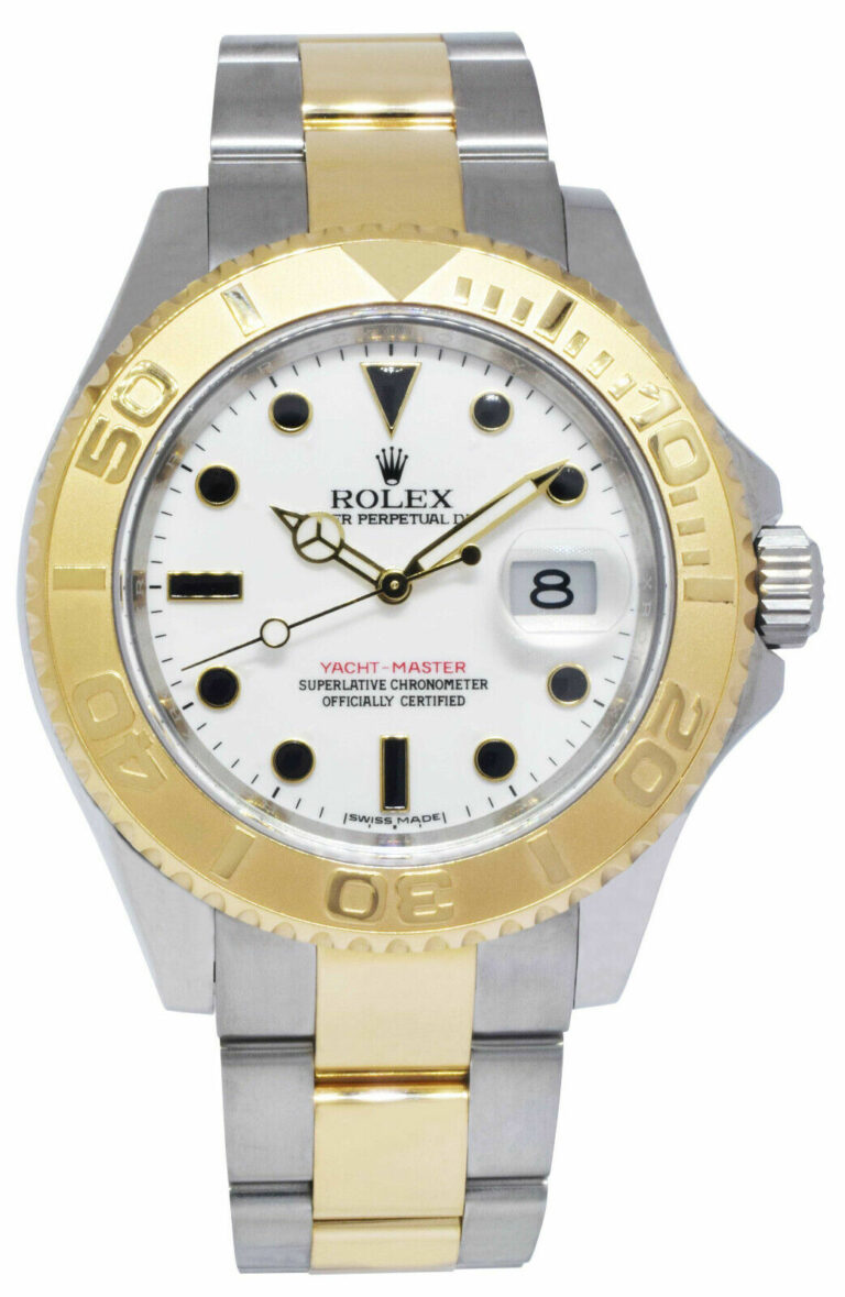 Rolex Yacht-Master 18k Yellow Gold/Steel White Dial Mens 40mm Watch '12+ 16623