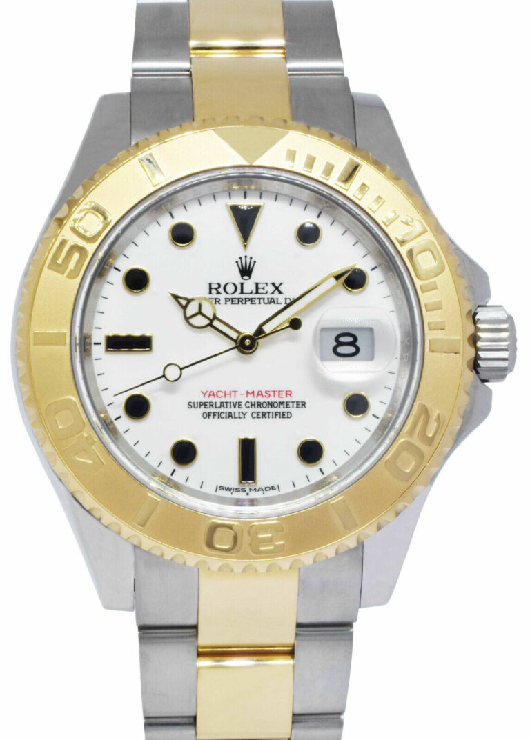 Rolex Yacht-Master 18k Yellow Gold/Steel White Dial Mens 40mm Watch G 16623