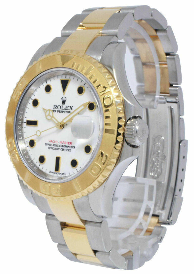 Rolex Yacht-Master 18k Yellow Gold/Steel White Dial Mens 40mm Watch G 16623