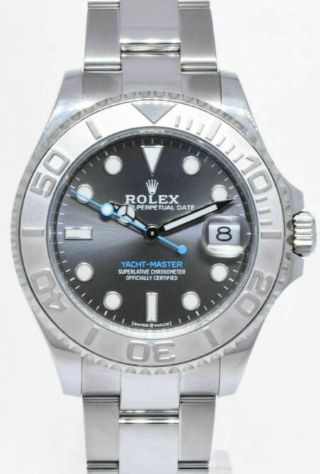 Rolex Yacht-Master 37 Steel 
Platinum Rhodium Dial Oyster Watch B/P '20 268622