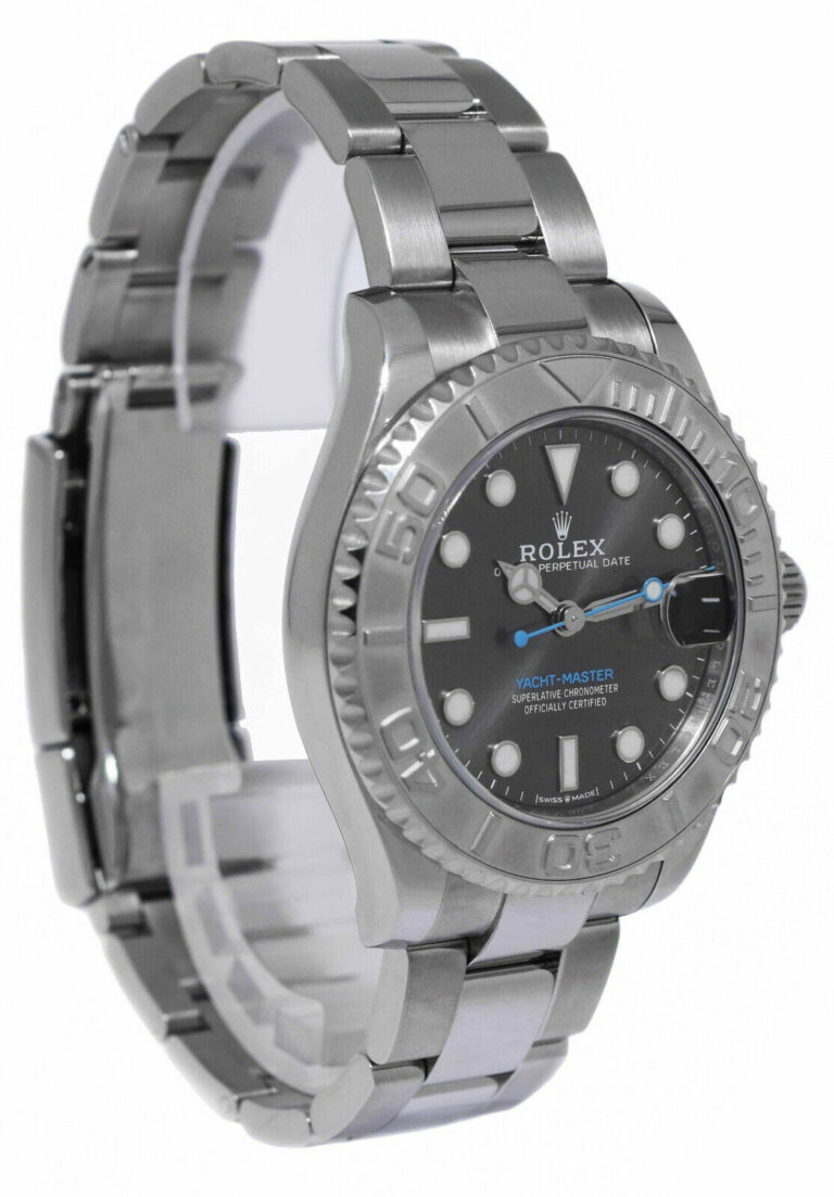 Rolex Yacht-Master 37 Steel 
Platinum Rhodium Dial Oyster Watch B/P '20 268622