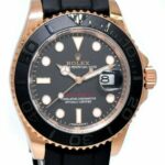 Rolex Yacht-Master 40 18k RG Oysterflex Black Dial Mens Watch B/P '15 116655