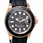 Rolex Yacht-Master 40 18k RG Oysterflex Black Dial Mens Watch B/P '15 116655