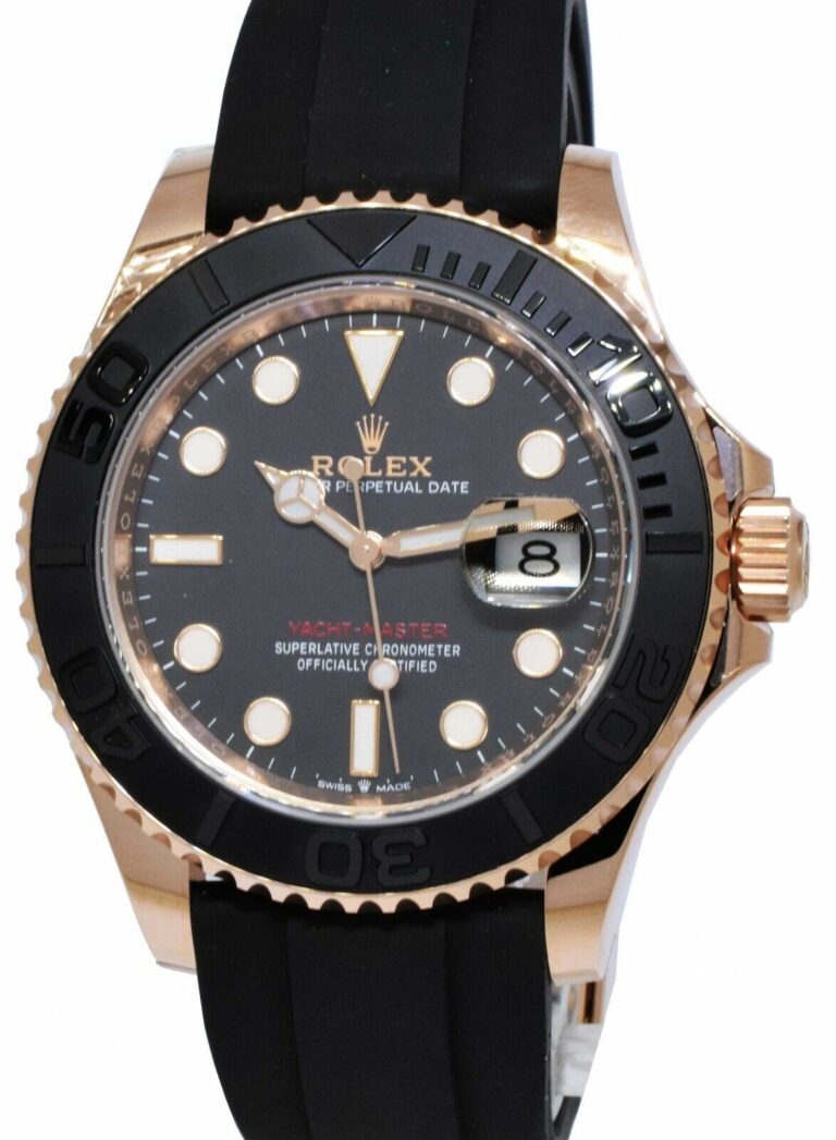 Rolex Yacht-Master 40 18k Rose Gold Oysterflex Black Dial Mens Watch 126655