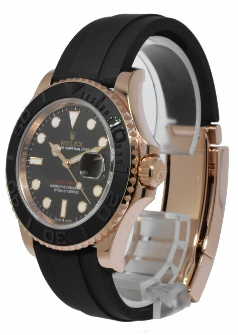 Rolex Yacht-Master 40 18k Rose Gold Oysterflex Black Dial Mens Watch 126655