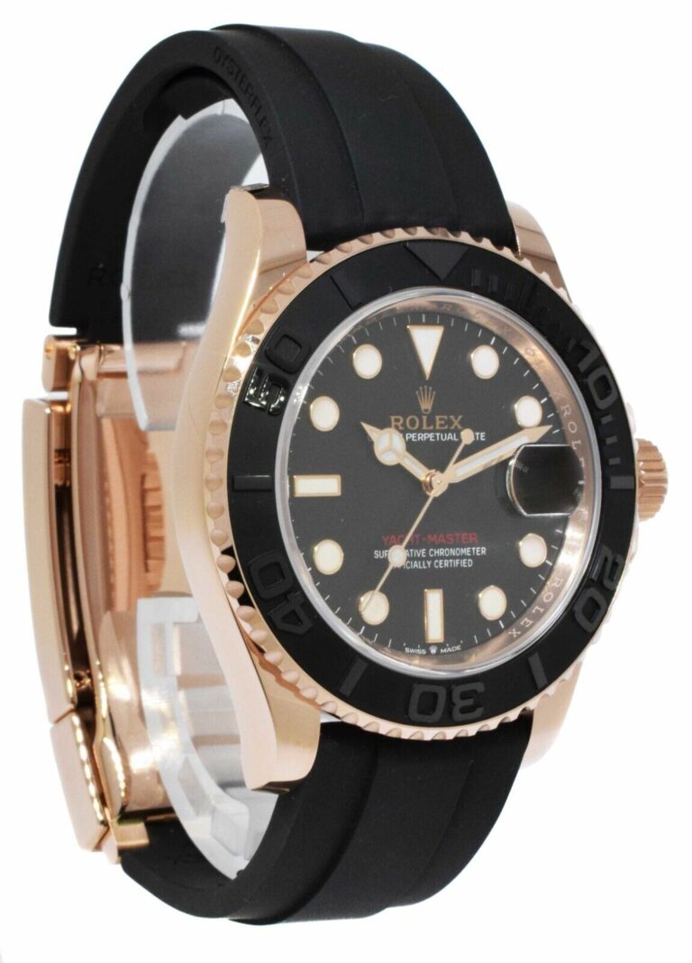 Rolex Yacht-Master 40 18k Rose Gold Oysterflex Black Dial Mens Watch 126655