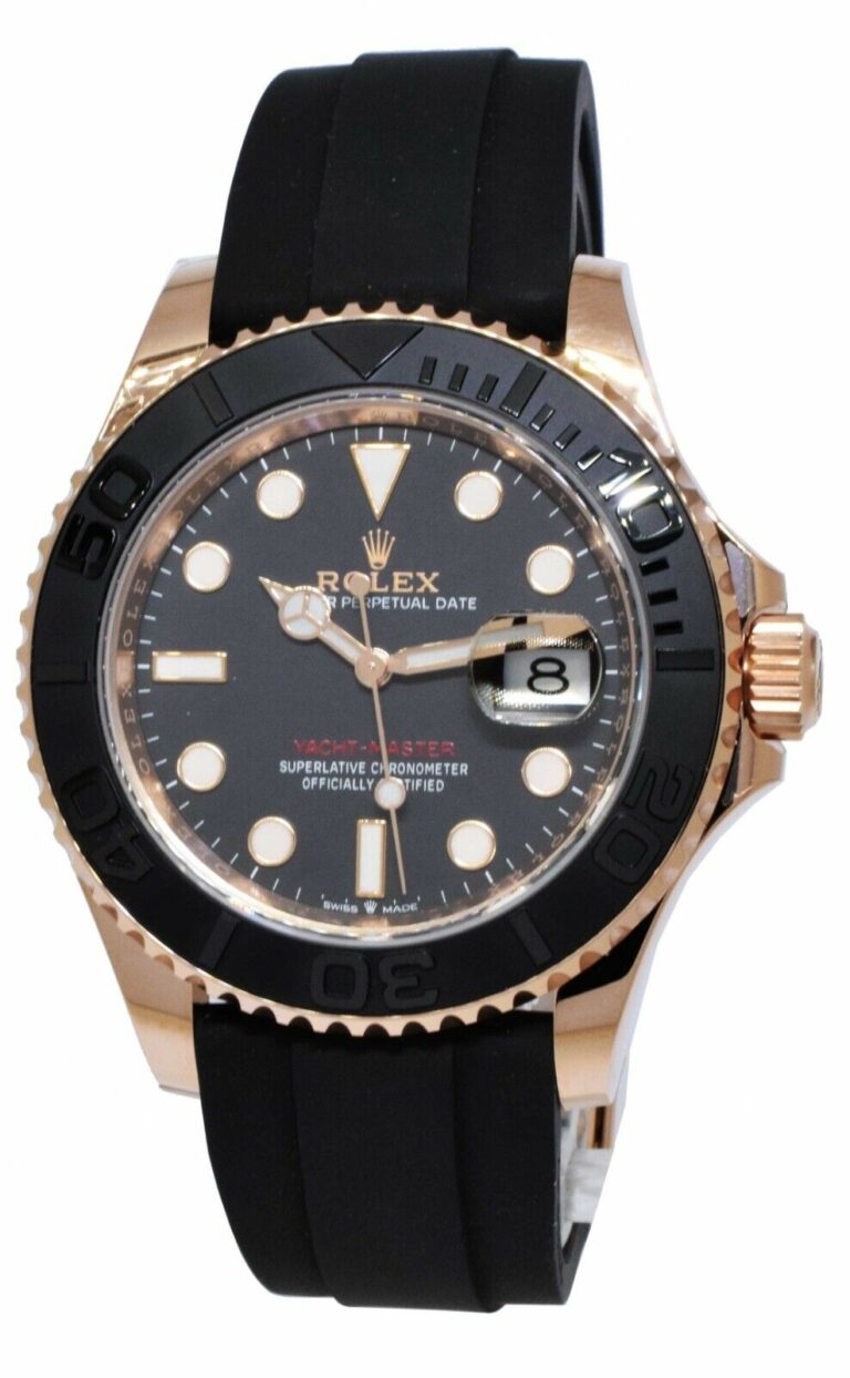 Rolex Yacht-Master 40 18k Rose Gold Oysterflex Black Dial Mens Watch 126655