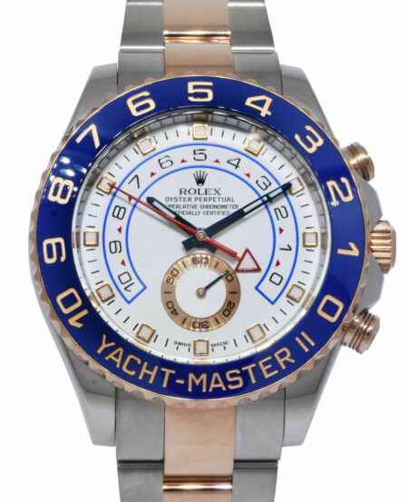 Rolex Yacht-Master II 18k RG/Steel Cerachrom White Dial Watch '16 B/P 116681