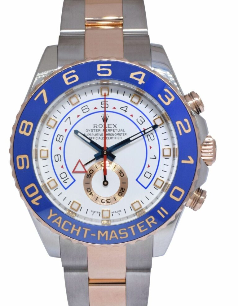 Rolex Yacht-Master II 18k Rose Gold/Steel White Dial Mens 44mm Watch 116681