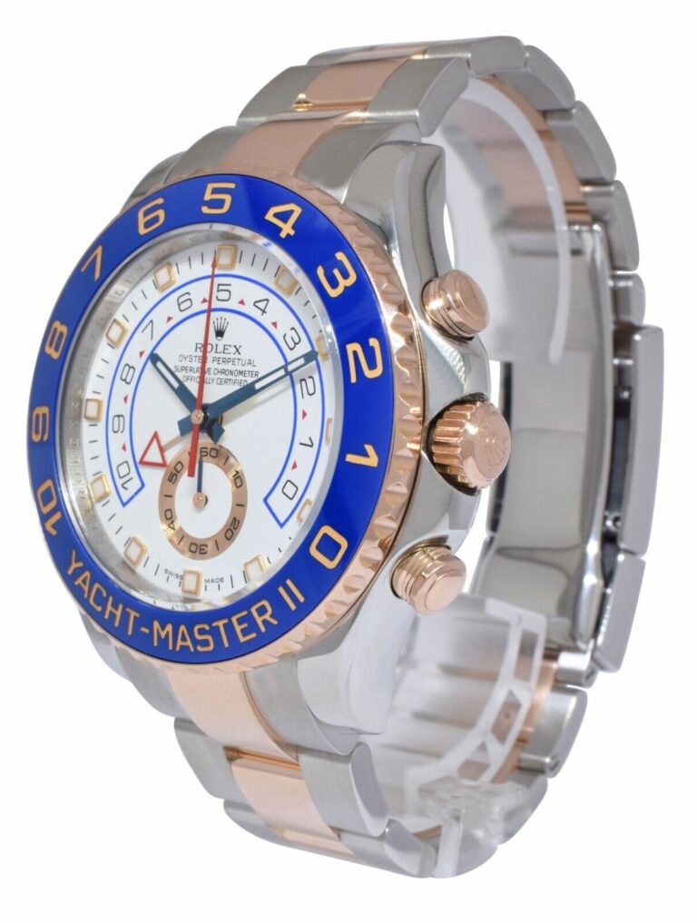 Rolex Yacht-Master II 18k Rose Gold/Steel White Dial Mens 44mm Watch 116681