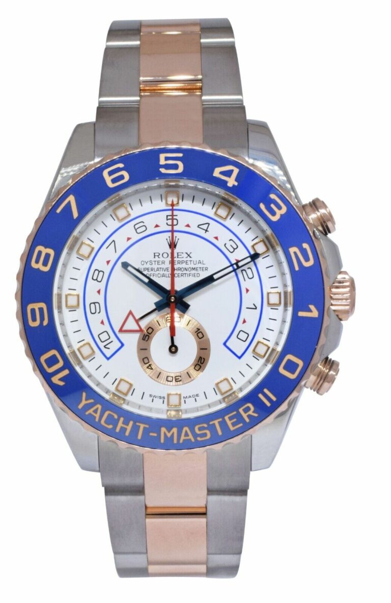 Rolex Yacht-Master II 18k Rose Gold/Steel White Dial Mens 44mm Watch 116681