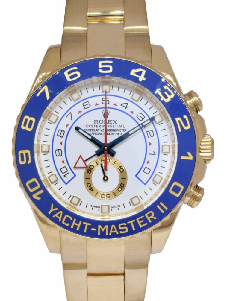 Rolex Yacht-Master II 18k Yellow Gold White Dial Blue Ceramic 44mm Watch 116688