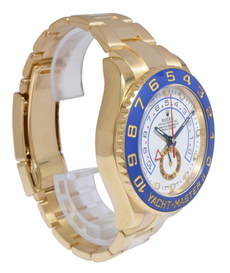 Rolex Yacht-Master II 18k Yellow Gold White Dial Blue Ceramic 44mm Watch 116688