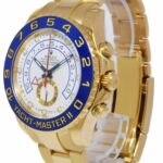 Rolex Yacht-Master II 18k YG White Dial Blue Ceramic 44mm Watch+ Card '14 116688