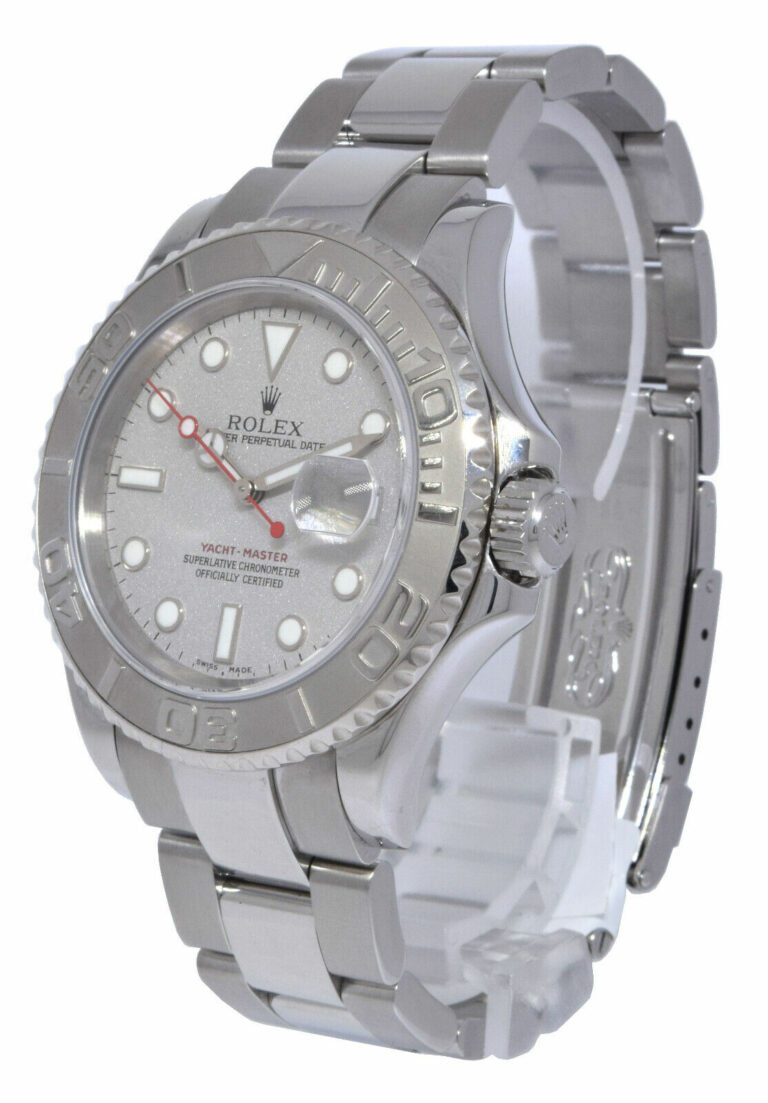 Rolex Yacht-Master Stainless Steel 
Platinum Mens 40mm Automatic Watch A 16622