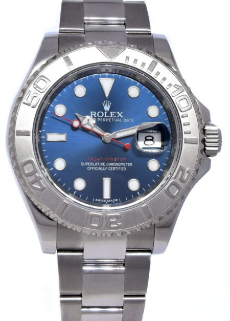 Rolex Yacht-Master Steel 
Platinum Bezel Blue Dial Mens 40mm Watch +Card 116622