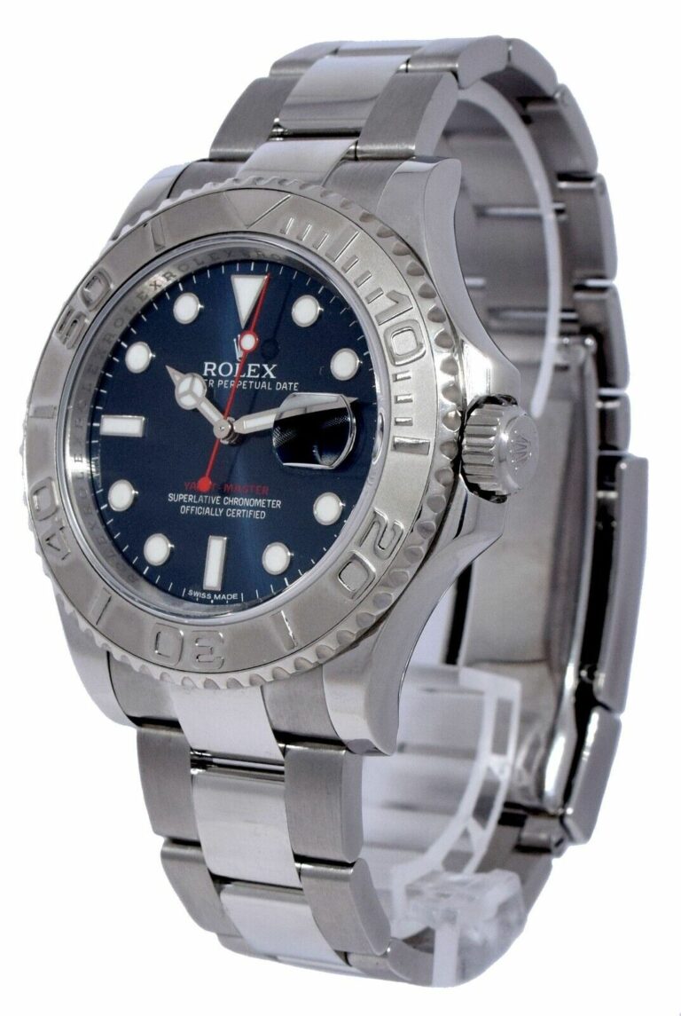 Rolex Yacht-Master Steel 
Platinum Bezel Blue Dial Mens 40mm Watch +Card 116622