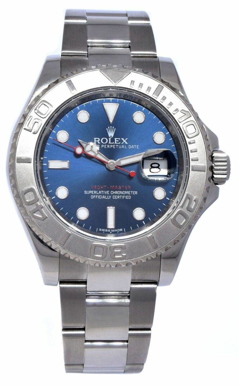 Rolex Yacht-Master Steel 
Platinum Bezel Blue Dial Mens 40mm Watch +Card 116622