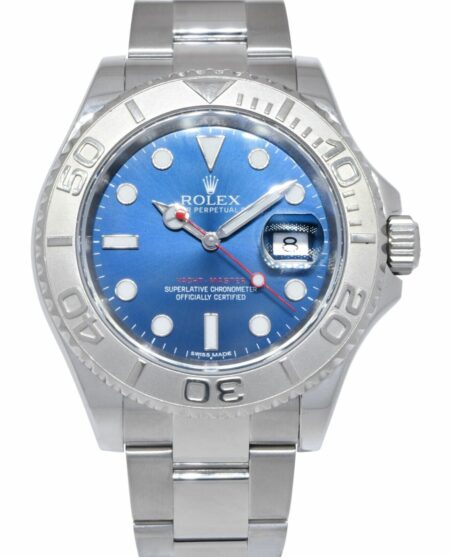 Rolex Yacht-Master Steel 
Platinum Bezel Blue Dial Mens 40mm Watch 116622