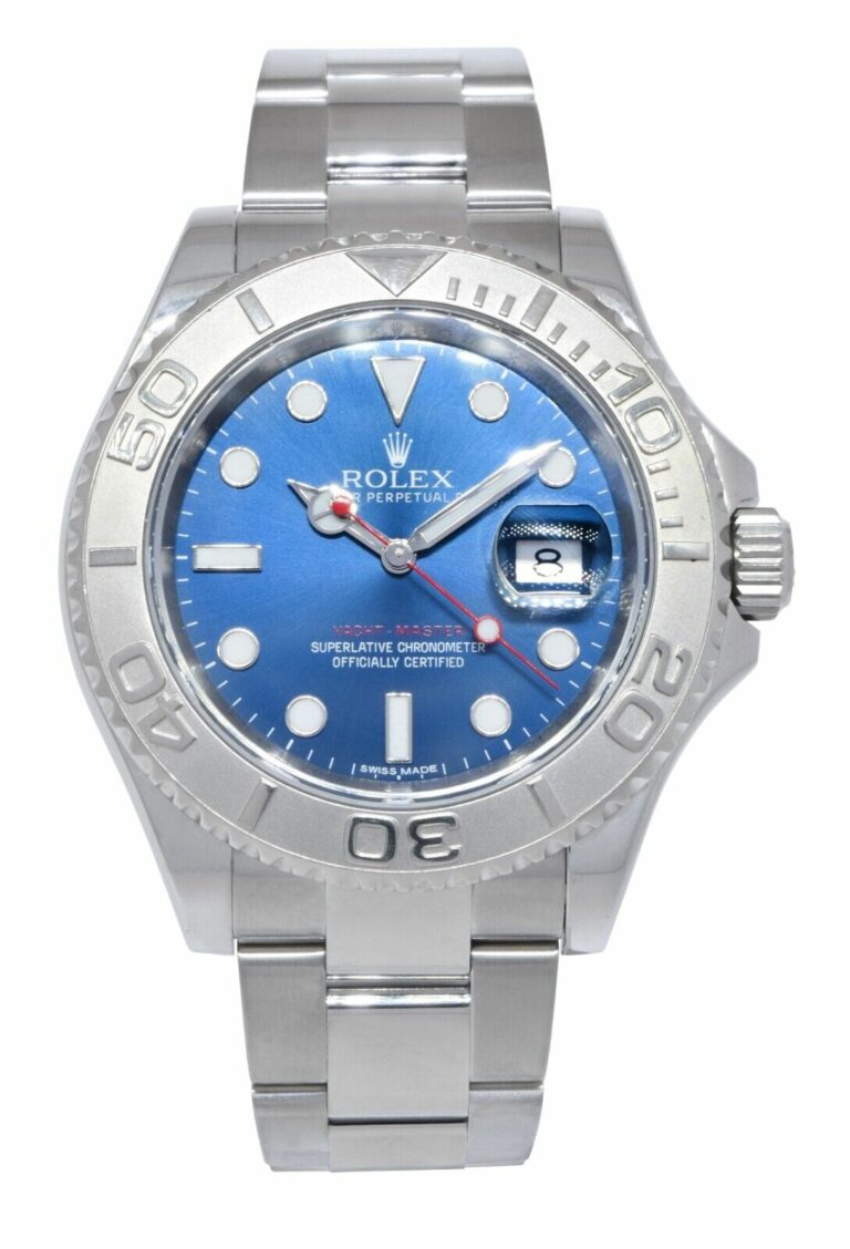 Rolex Yacht-Master Steel 
Platinum Bezel Blue Dial Mens 40mm Watch 116622