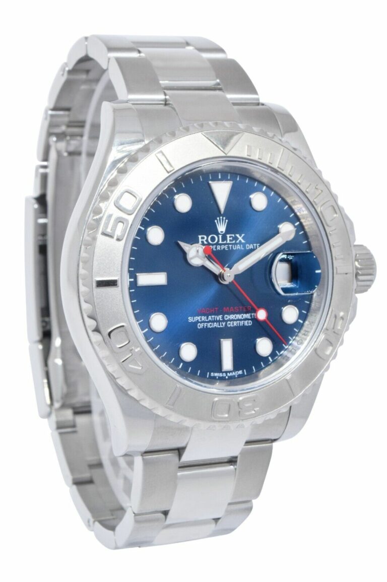 Rolex Yacht-Master Steel 
Platinum Bezel Blue Dial Mens 40mm Watch 116622