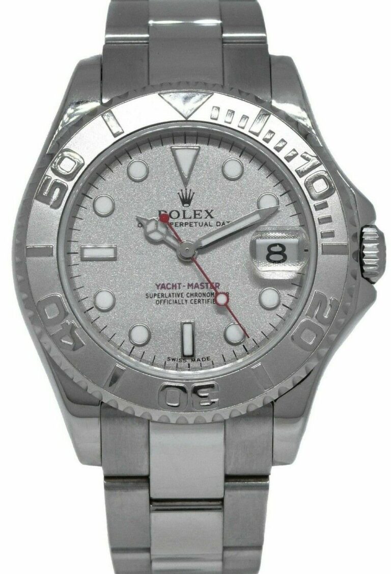 Rolex Yacht-Master Steel 
Platinum Silver Dial 35mm Midsize Watch B/P P 168622