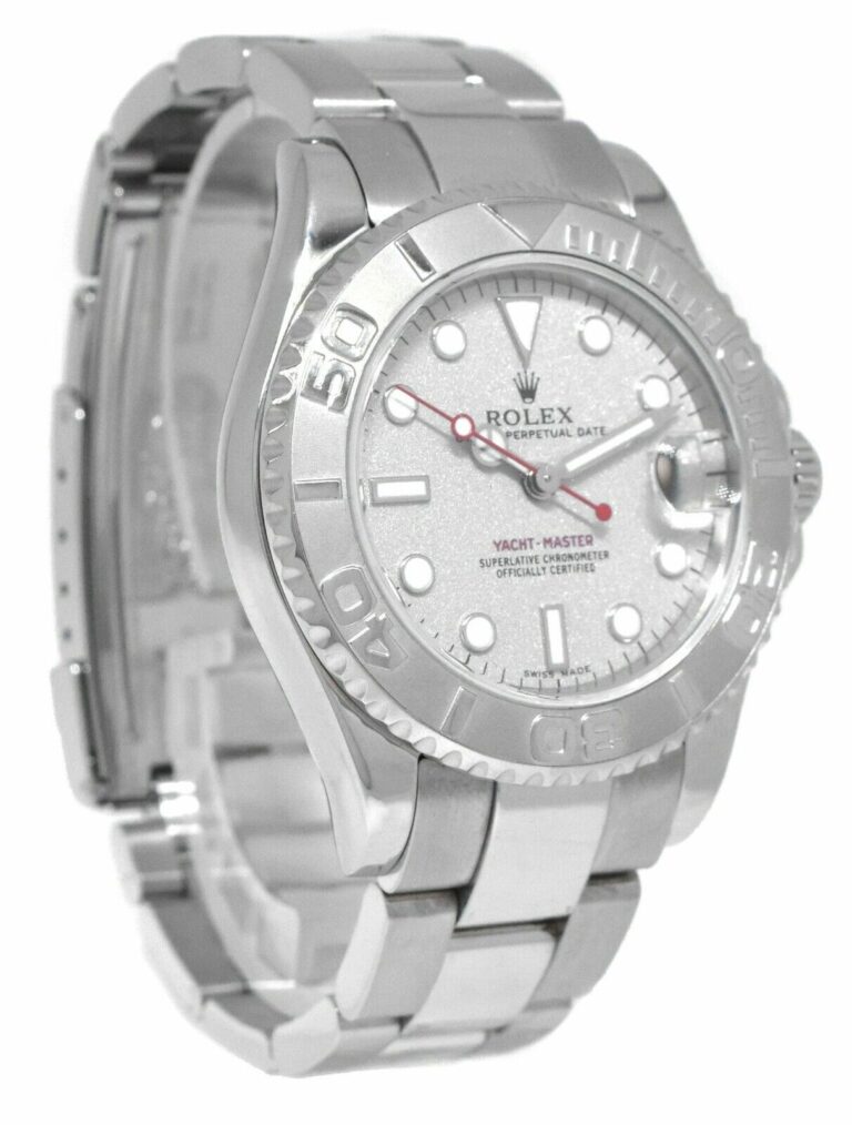 Rolex Yacht-Master Steel 
Platinum Silver Dial 35mm Midsize Watch B/P P 168622