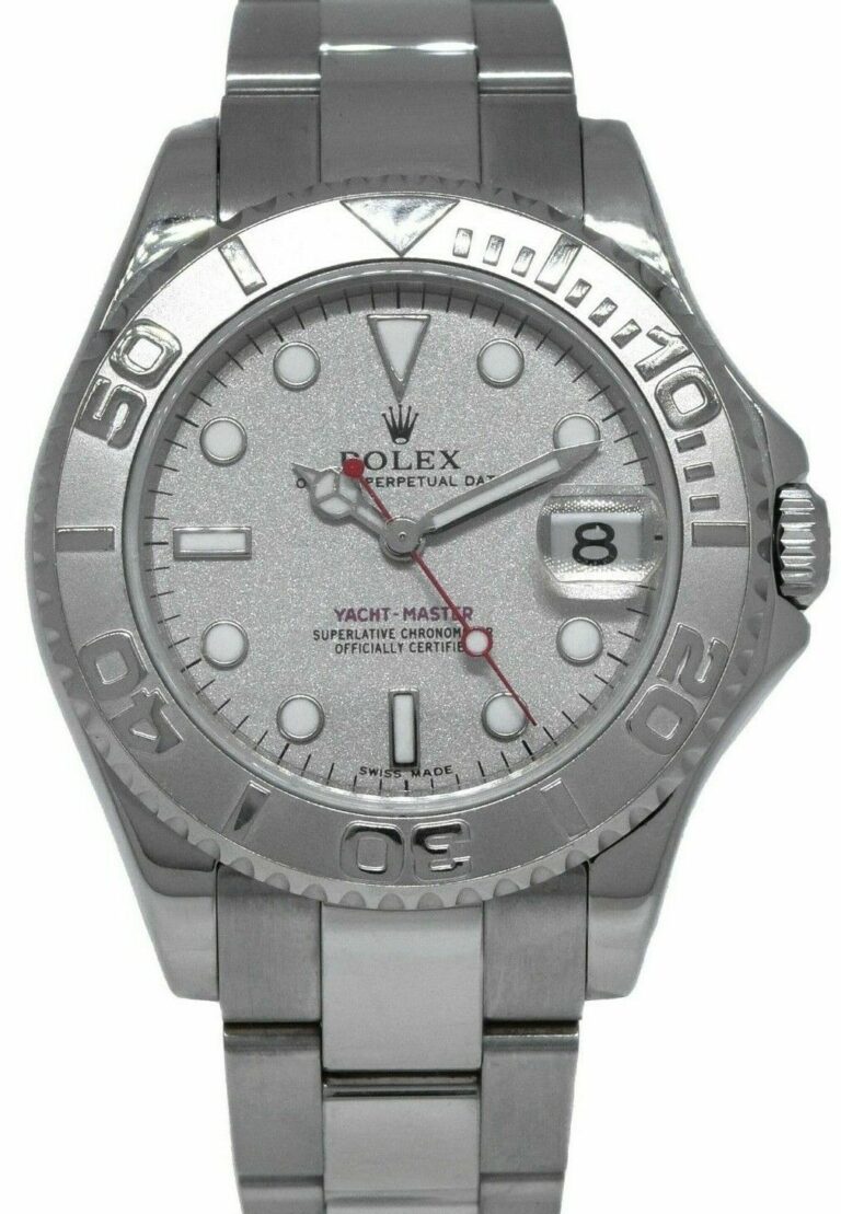 Rolex Yacht-Master Steel 
Platinum Silver Dial 35mm Midsize Watch B/P P 168622