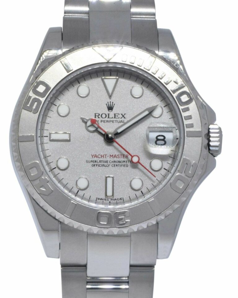 Rolex Yacht-Master Steel 
Platinum Silver Dial Ladies 35mm Watch M 168622