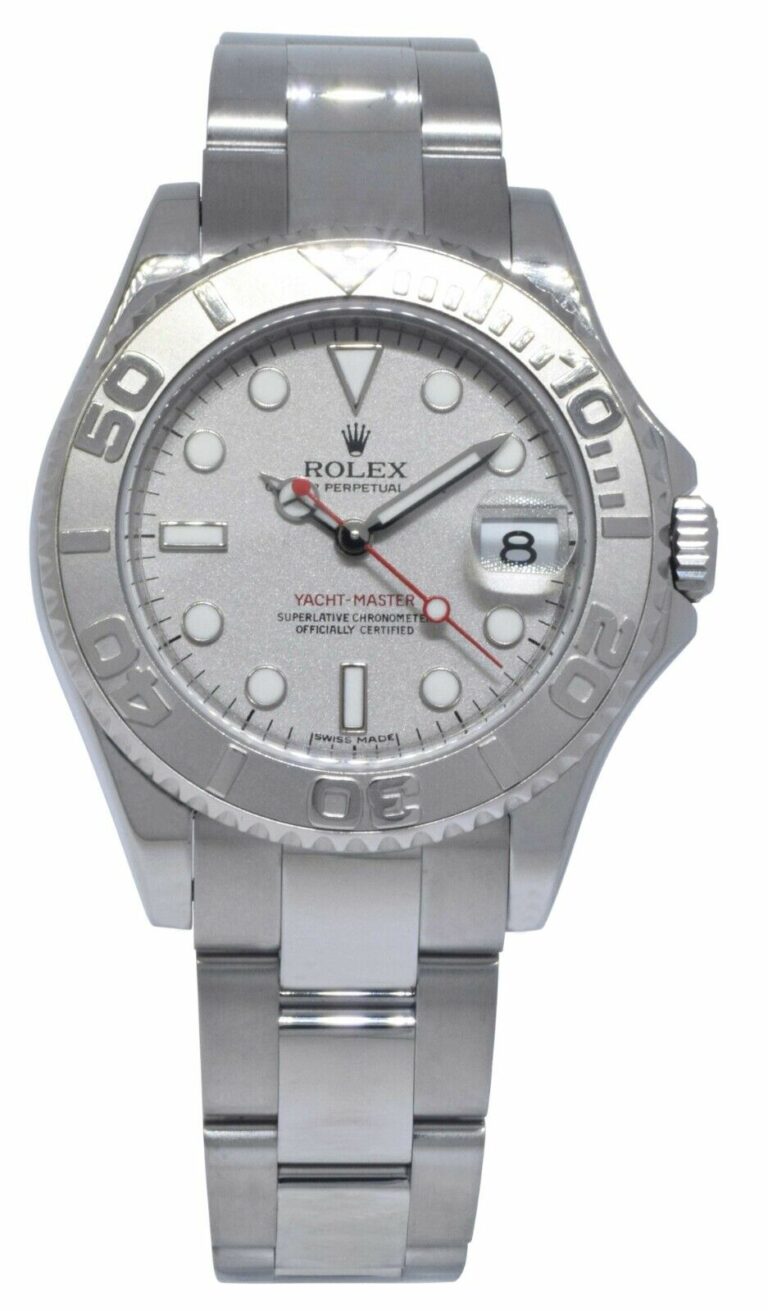 Rolex Yacht-Master Steel 
Platinum Silver Dial Ladies 35mm Watch M 168622