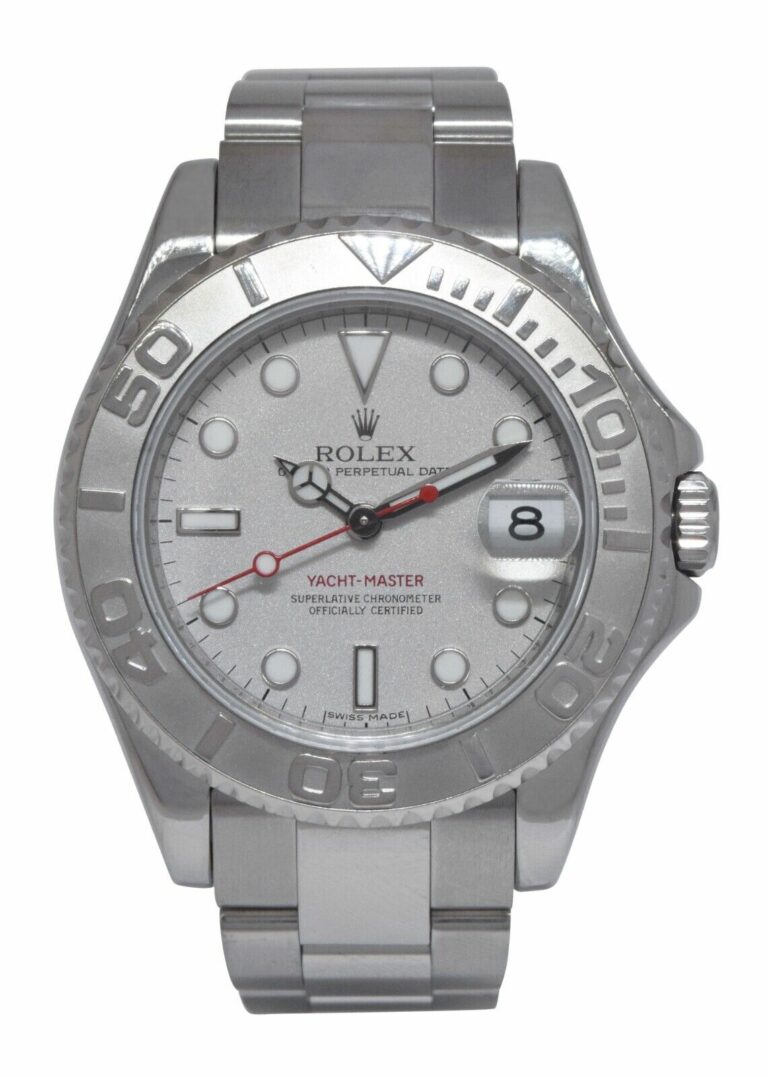 Rolex Yacht-Master Steel 
Platinum Silver Dial Ladies 35mm Watch M 168622