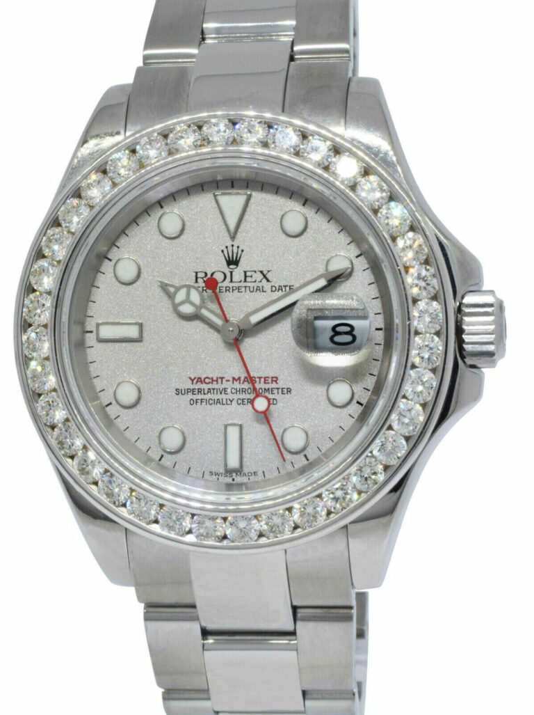 Rolex Yacht-Master Steel Platinum Dial Diamond Bezel 40mm Watch F 16622