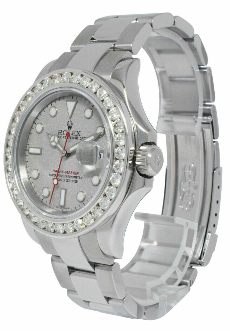 Rolex Yacht-Master Steel Platinum Dial Diamond Bezel 40mm Watch F 16622