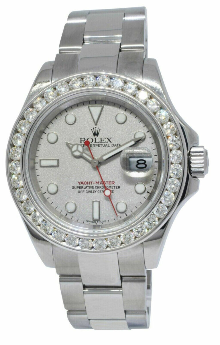 Rolex Yacht-Master Steel Platinum Dial Diamond Bezel 40mm Watch F 16622