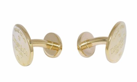 Tiffany 
Co. "Return to Tiffany" 18k Yellow Gold Cufflinks +Pouch