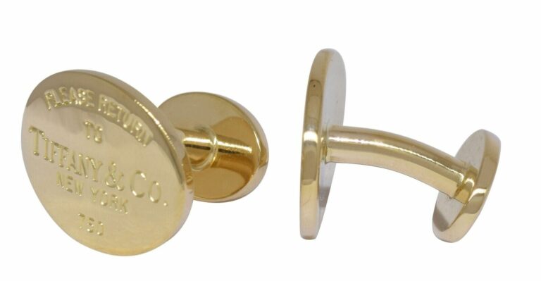 Tiffany 
Co. "Return to Tiffany" 18k Yellow Gold Cufflinks +Pouch