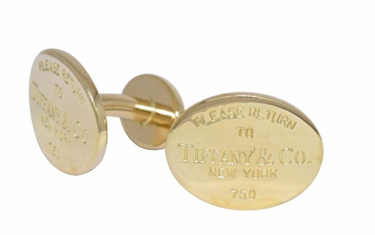 Tiffany 
Co. "Return to Tiffany" 18k Yellow Gold Cufflinks +Pouch