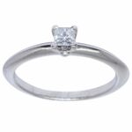 Tiffany 
Co. 0.17 Carat Princess Cut Diamond 
Platinum Ring 
Box Size 6