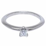 Tiffany 
Co. 0.17 Carat Princess Cut Diamond 
Platinum Ring 
Box Size 6