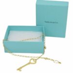 Tiffany 
Co. Heart Key 18k Yellow Gold Pendant Long Chain Necklace 31"