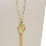 Tiffany 
Co. Heart Key 18k Yellow Gold Pendant Long Chain Necklace 31"