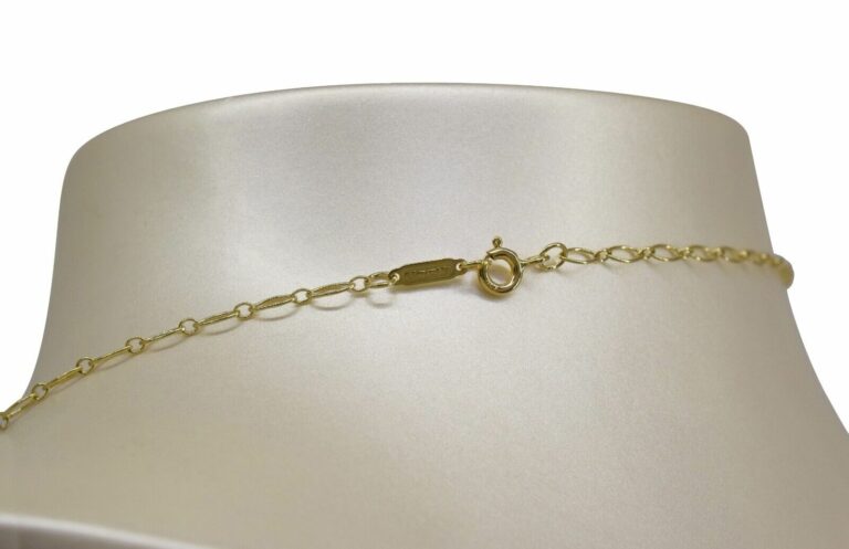 Tiffany 
Co. Heart Key 18k Yellow Gold Pendant Long Chain Necklace 31"