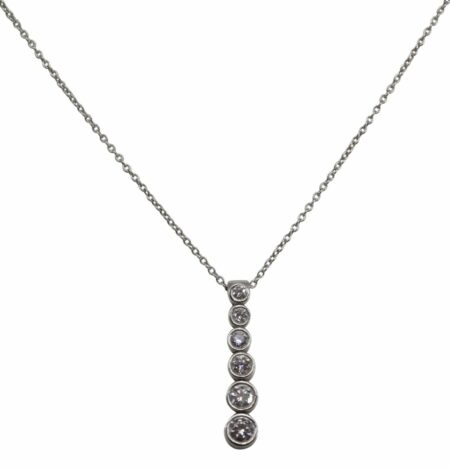 Tiffany 
Co. Jazz Graduated Drop Diamond Pendant Platinum Chain Necklace 16"