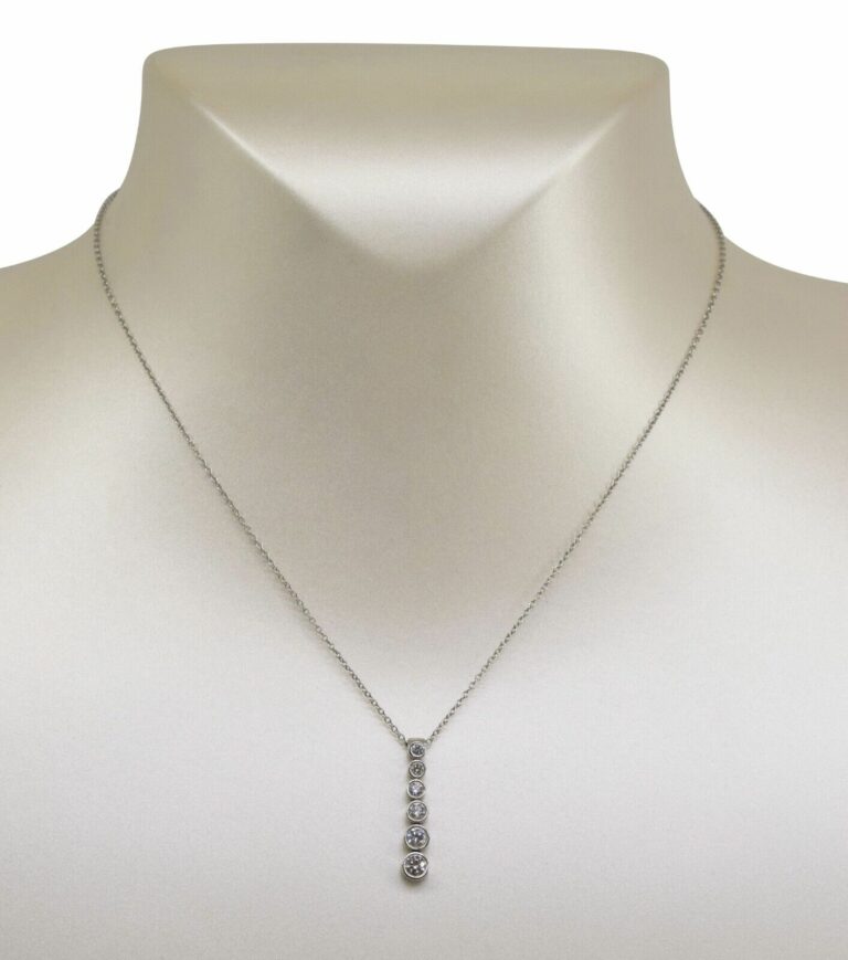 Tiffany 
Co. Jazz Graduated Drop Diamond Pendant Platinum Chain Necklace 16"