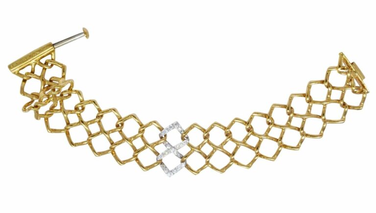 Tiffany 
Co. Paloma Picasso 18k Yellow Gold Platinum 
Diamond Bracelet 7"