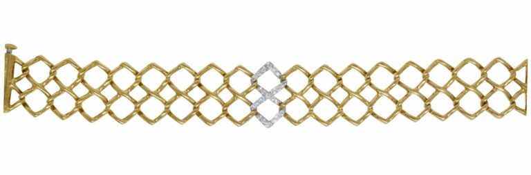 Tiffany 
Co. Paloma Picasso 18k Yellow Gold Platinum 
Diamond Bracelet 7"